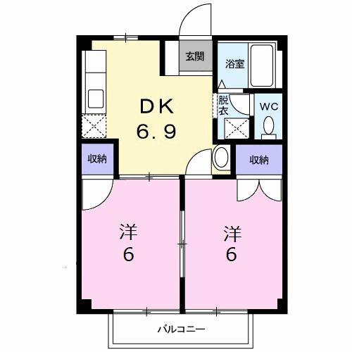 グリーンハイツ(2DK/1階)の間取り写真