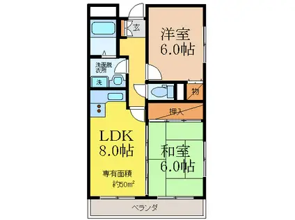 トワヴェール協栄(2LDK/3階)の間取り写真