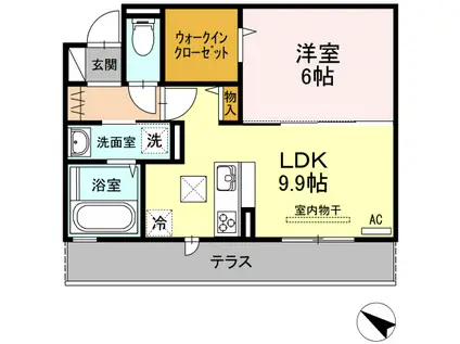 ハコマルシェ(1LDK/1階)の間取り写真