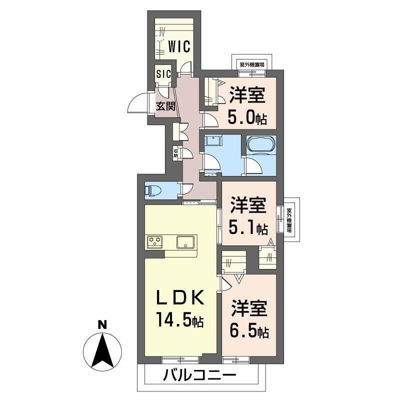オグラ シャーメゾン(3LDK/2階)の間取り写真