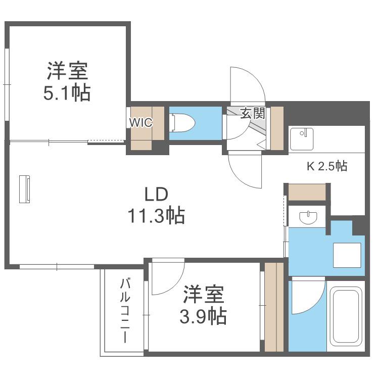 TERRACE SAKURA(2LDK/4階)の間取り写真
