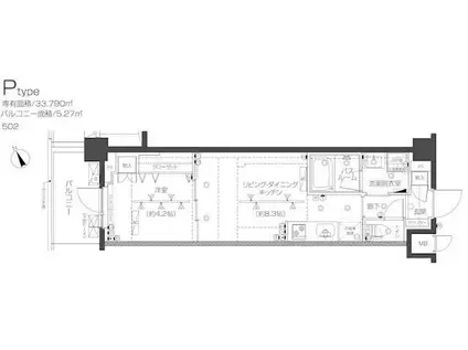 ズーム高田馬場ウエスト(1LDK/5階)の間取り写真