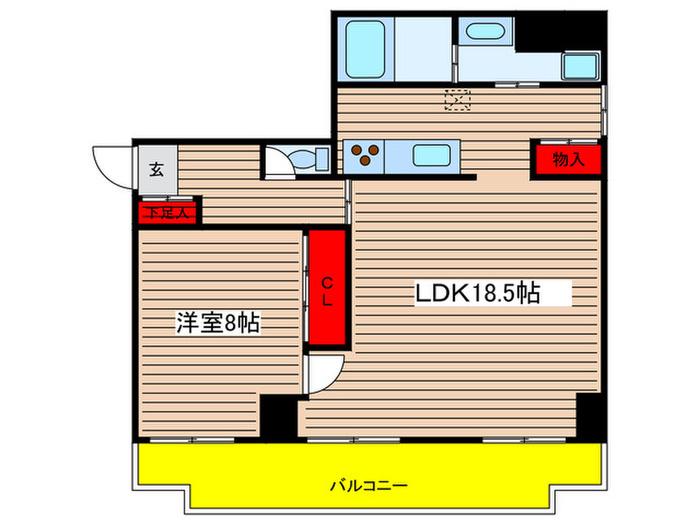 Jスクエア高岳(1LDK/6階)の間取り写真