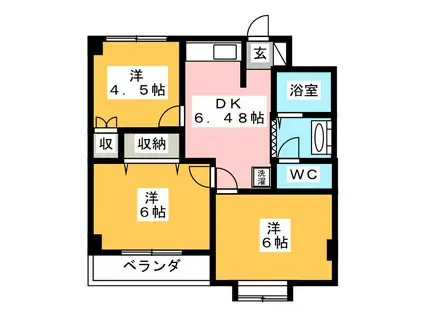 マウントヴィレッジ5(3DK/2階)の間取り写真