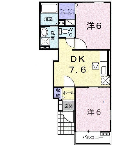 カーサ モレラ(2DK/1階)の間取り写真