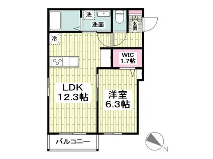 KONAYA北鎌倉II(1LDK/2階)の間取り写真