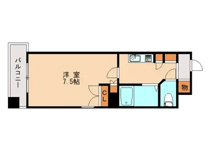 サンセール大橋(1K/3階)の間取り写真
