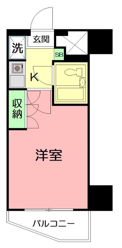 ダイアパレスアクティブシティ本厚木(1K/2階)の間取り写真