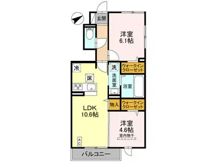 アルコバレーノX(2LDK/1階)の間取り写真