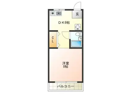 ハイツ桃山(1DK/4階)の間取り写真