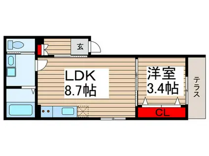 MDY八潮(1LDK/1階)の間取り写真