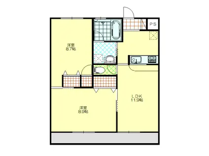 プレジール(2LDK/3階)の間取り写真