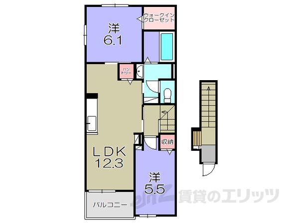 Yフォレスト五個荘(2LDK/2階)の間取り写真