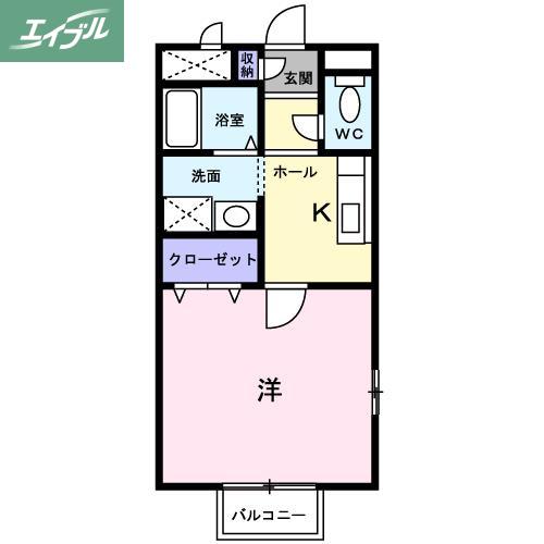 サンライズ富田(1K/1階)の間取り写真