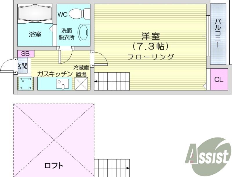 サザンパラダイス(1K/1階)の間取り写真