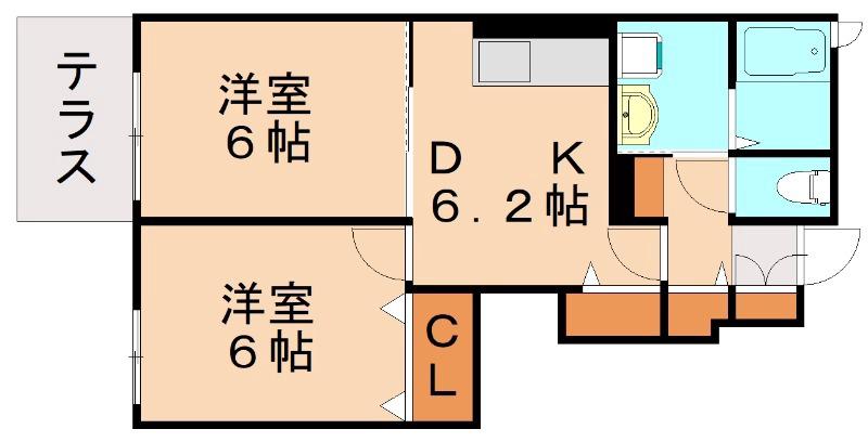 メゾングラースIV(2DK/1階)の間取り写真
