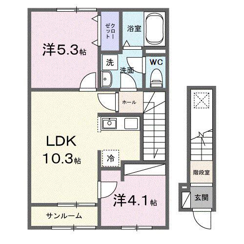 かのやIV(2LDK/2階)の間取り写真