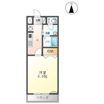 メルヴェーユ新成A(1K/2階)の間取り写真