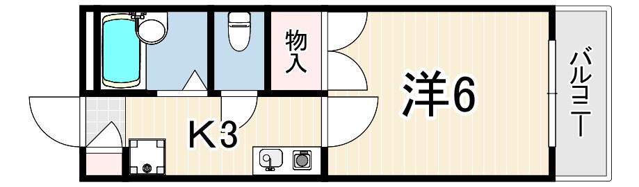 ヘーベル青木(1K/2階)の間取り写真