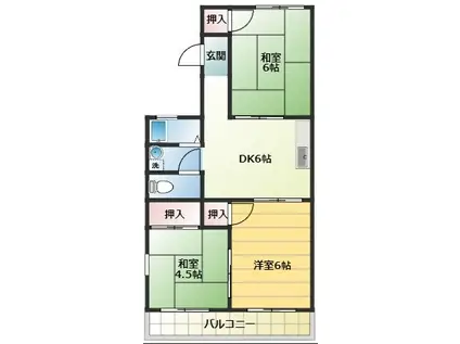 リバーサイドコーポ(3DK/1階)の間取り写真
