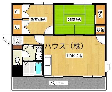 ステートリー羽衣(2LDK/3階)の間取り写真