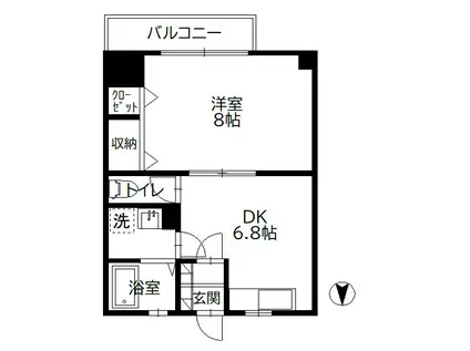 エアフォルク(1DK/2階)の間取り写真