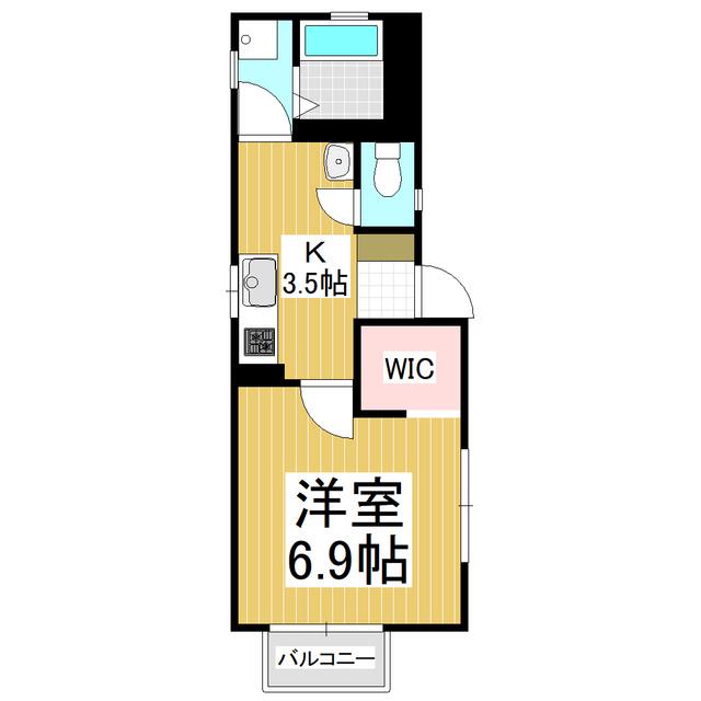 ディアス ツインズ B(1K/2階)の間取り写真