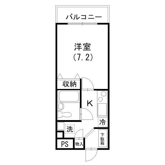 マンション妻田(1K/2階)の間取り写真