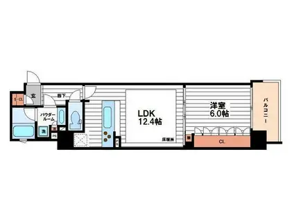 アーバネックス心斎橋(1LDK/5階)の間取り写真