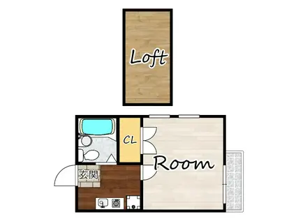 エンジェルコスモ稲葉荘III(1K/1階)の間取り写真