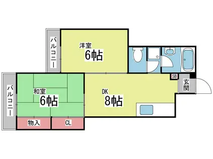 灘南コート(2DK/2階)の間取り写真