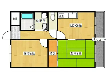 BLISS YAO(2DK/3階)の間取り写真