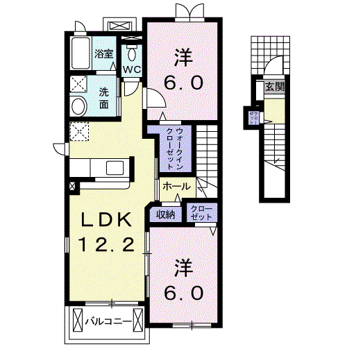 グランベルII(2LDK/2階)の間取り写真