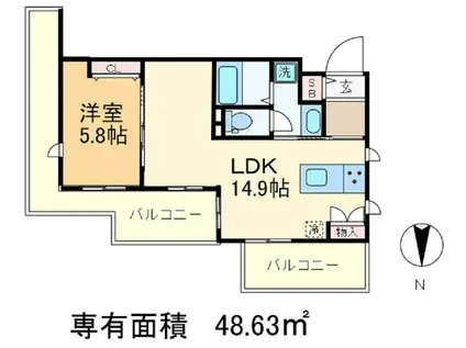 スィークル赤羽(1LDK/3階)の間取り写真