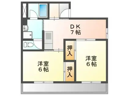 ブラウンシュガービル 株式会社ホームメイト管理物件(2DK/3階)の間取り写真