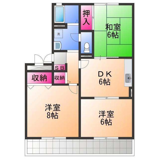 フォーエバーハイツ(3DK/3階)の間取り写真