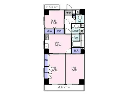 ドービエール壱番館(3DK/5階)の間取り写真