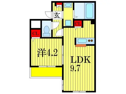 ルラーシュ南町(1LDK/1階)の間取り写真
