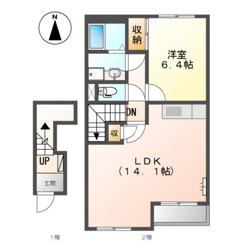 クォリティー(1LDK/2階)の間取り写真