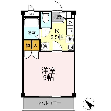 アルテールII(1K/1階)の間取り写真