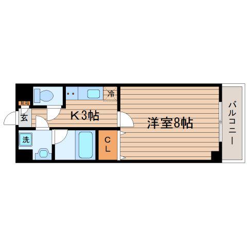 オリンピア宮城野(1K/3階)の間取り写真