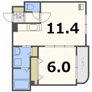 FUKUTOKU(1LDK/3階)の間取り写真