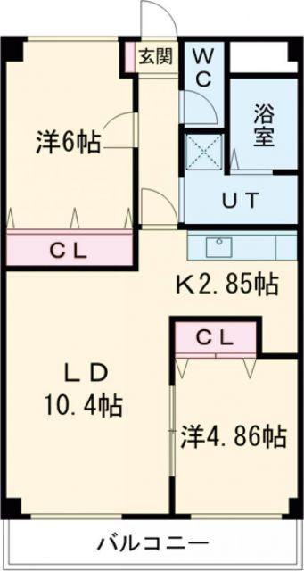 ピュアライフ桔梗(2LDK/2階)の間取り写真