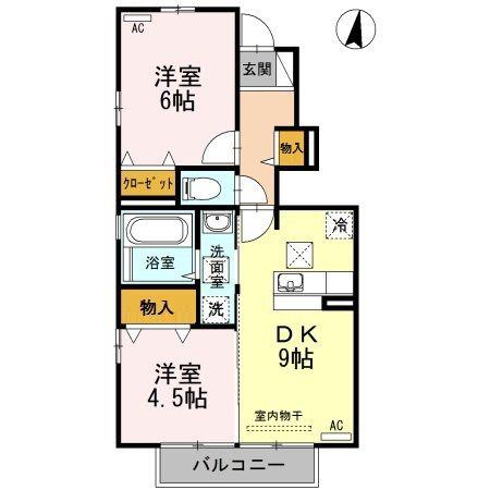 ユーハイランド(2DK/1階)の間取り写真