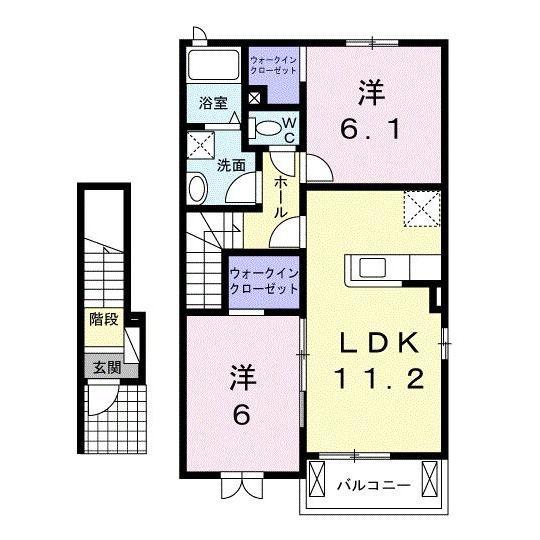 ベラ カンパーニャ B(2LDK/2階)の間取り写真