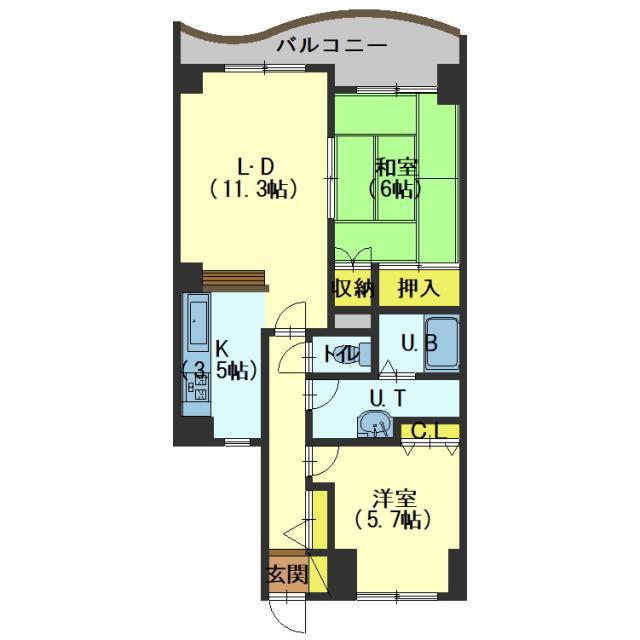 マンションリヴァージュ(2LDK/1階)の間取り写真