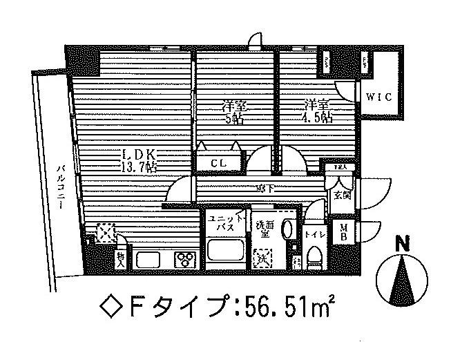 シャローム南小岩(2LDK/6階)の間取り写真
