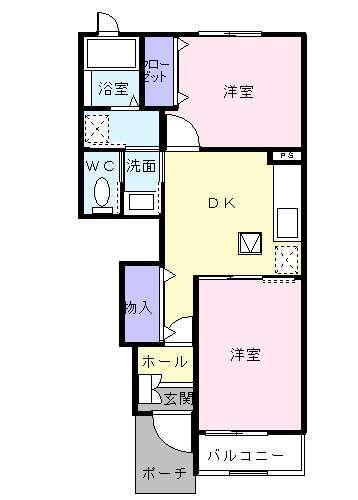 サーマルI(2DK/1階)の間取り写真