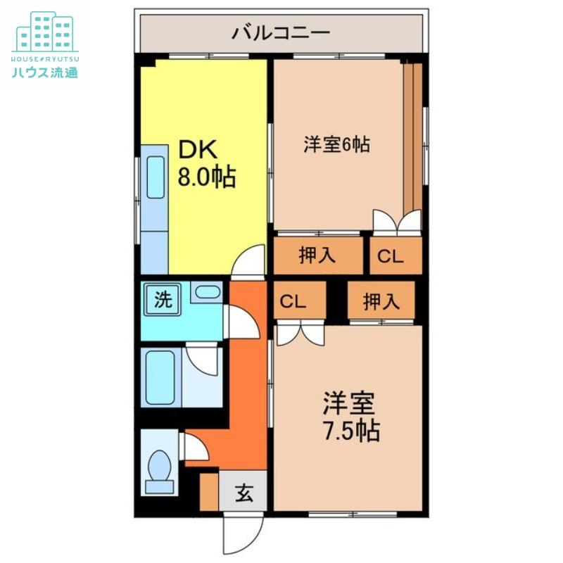 西海マンション(2DK/4階)の間取り写真