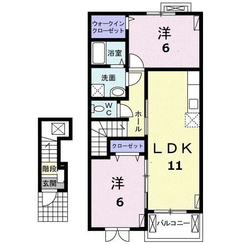 フレイズ I(2LDK/2階)の間取り写真
